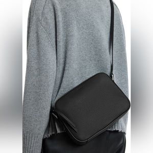 AllSaints Black Pebbled Leather Crossbody Camera Bag